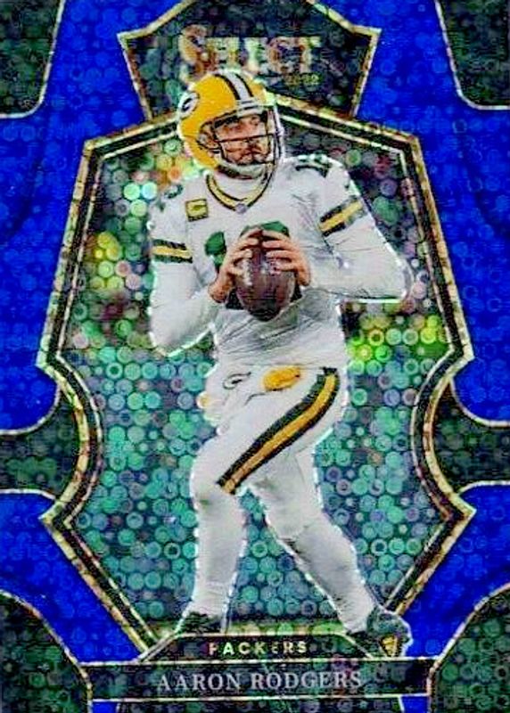 Aaron Rodgers 2022 Select #136 Premier Level Blue Disco /25 PSA 10