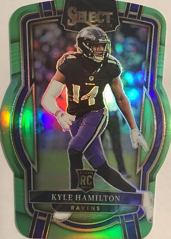 Kyle Hamilton 2022 Select #294 Club Level Neon Green Die-Cut /299 Rookie PSA 10