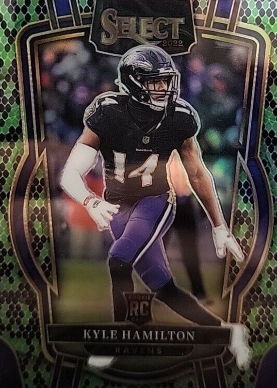 Kyle Hamilton 2022 Select #294 Club Level Green & Black Snakeskin /2 Rookie RAW