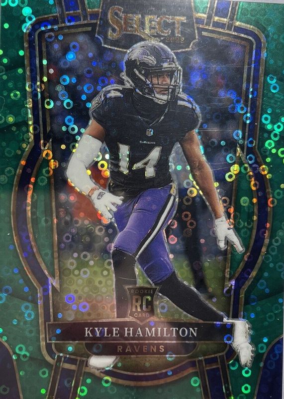 Kyle Hamilton 2022 Select #294 Club Level Green Disco /5 Rookie RAW