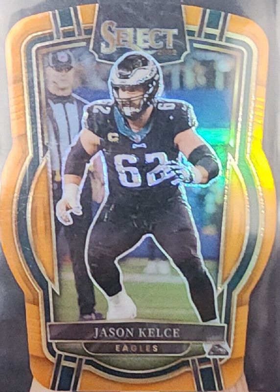 Jason Kelce 2022 Select #220 Club Level Orange Die-Cut /199 PSA 10