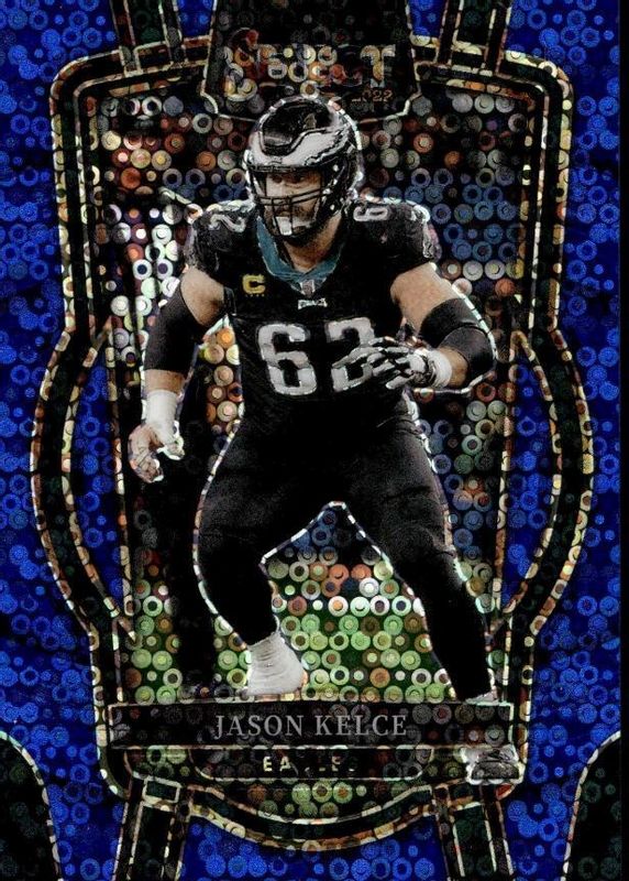 Jason Kelce 2022 Select #220 Club Level Blue Disco /25 PSA 10