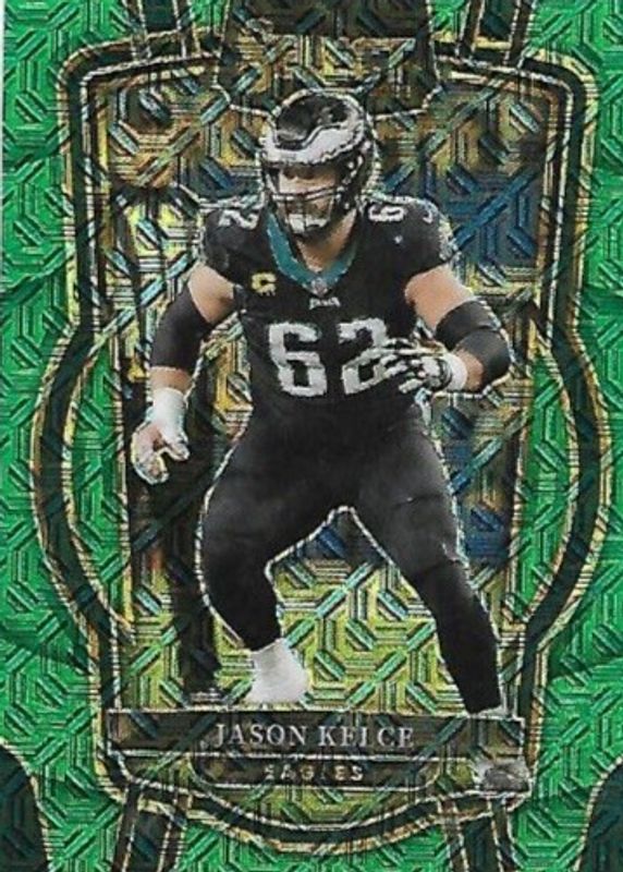 Jason Kelce 2022 Select #220 Club Level Green /5 PSA 10