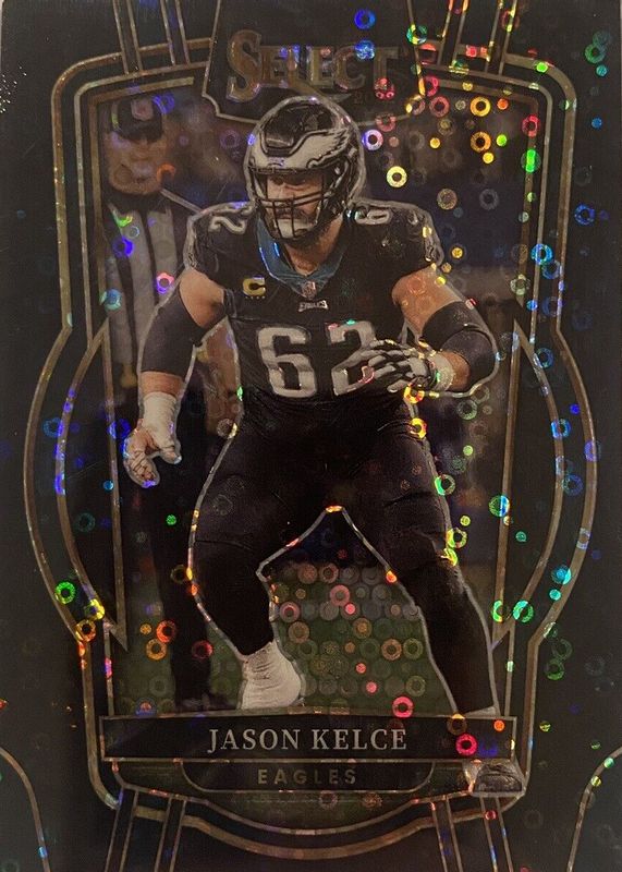 Jason Kelce 2022 Select #220 Club Level Black Disco /1 PSA 10