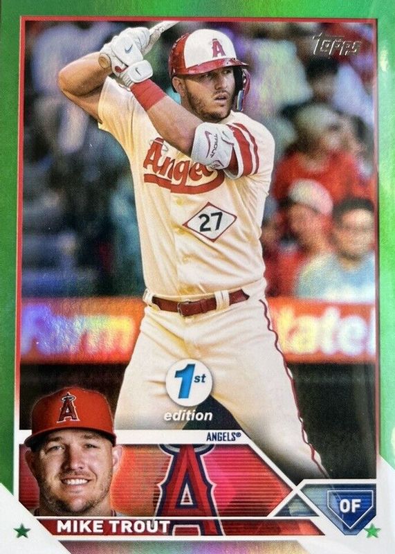 Mike Trout 2023 Topps 1st Edition #27 Green Foil /150 PSA 10