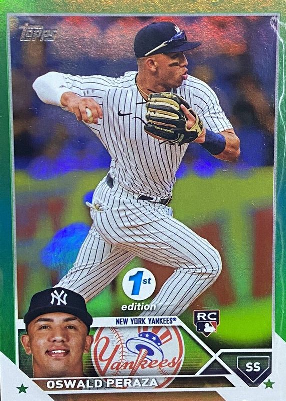 Oswald Peraza 2023 Topps 1st Edition #94 Green Foil /150 Rookie RAW