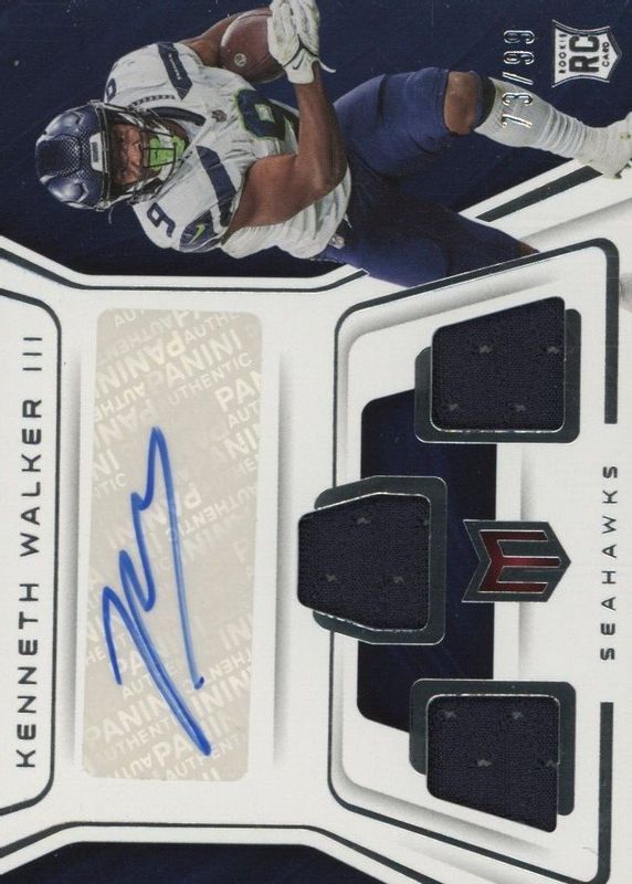 Kenneth Walker III 2022 Chronicles #MJA-KEW Momentum Triple Jersey Autographs (/99) Rookie SGC 10