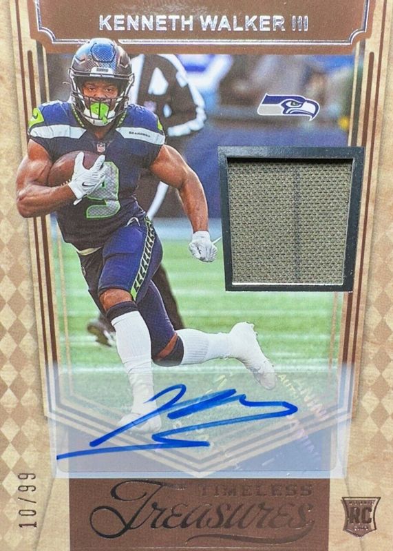 Kenneth Walker III 2022 Chronicles #TT-KEW Timeless Treasures Jersey Autographs (/99) Rookie SGC 9