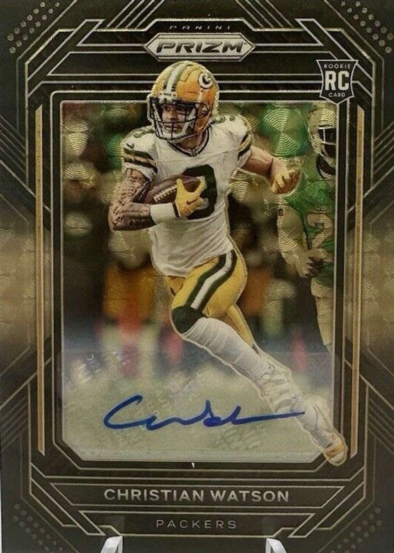 Christian Watson 2022 Chronicles #PB-18 Prizm Black Signatures - Gold Vinyl /5 Rookie PSA 10