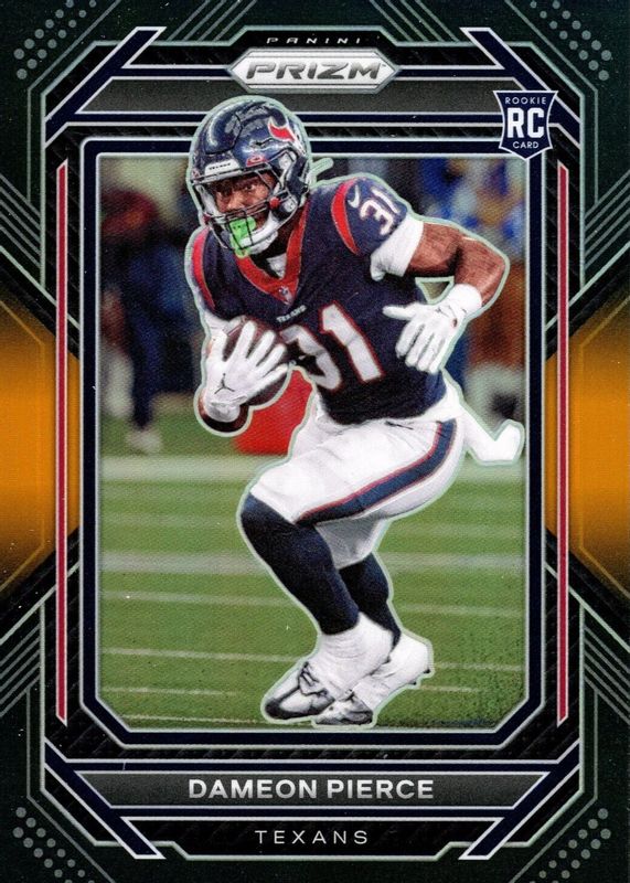 Dameon Pierce 2022 Chronicles #PB-25 Prizm Black - Orange /75 Rookie RAW