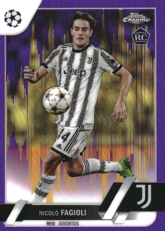 Nicolo Fagioli 2022 Topps Chrome UEFA Club Competitions #53 Purple & Gold Seismic Refractor Rookie PSA 10