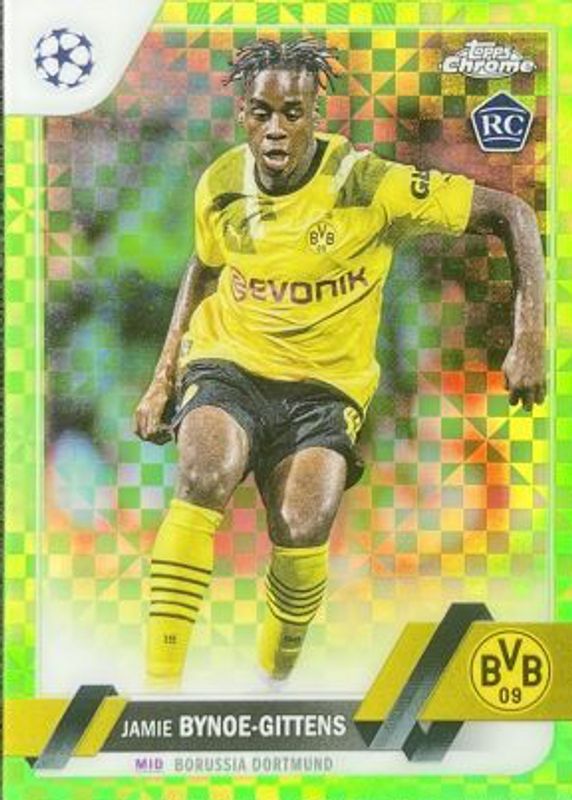 Jamie Bynoe-Gittens 2022 Topps Chrome UEFA Club Competitions #43 Neon Green X-Fractor /399 Rookie PSA 10