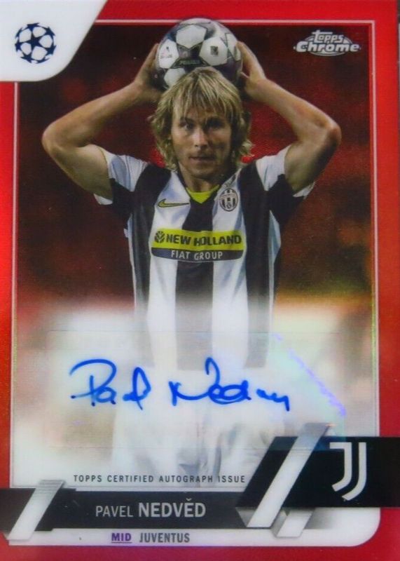 Pavel Nedved 2022 Topps Chrome UEFA Club Competitions #CA-PN Autographs - Red Refractor /5 SGC 9.5