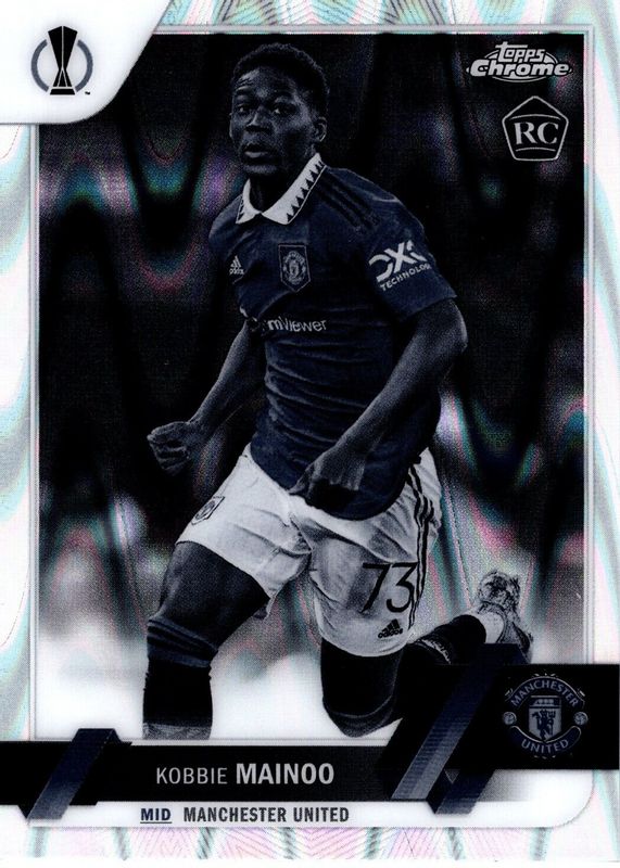 Kobbie Mainoo 2022 Topps Chrome UEFA Club Competitions #118 Black & White RayWave Refractor Rookie RAW