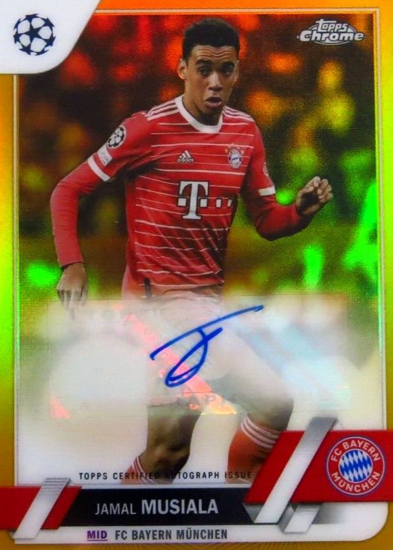 Jamal Musiala 2022 Topps Chrome UEFA Club Competitions #CA-JM Autographs - Gold Refractor /50 SGC 9.5