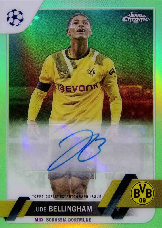 Jude Bellingham 2022 Topps Chrome UEFA Club Competitions #CA-JB Autographs - Neon Green Refractor /99 SGC 10