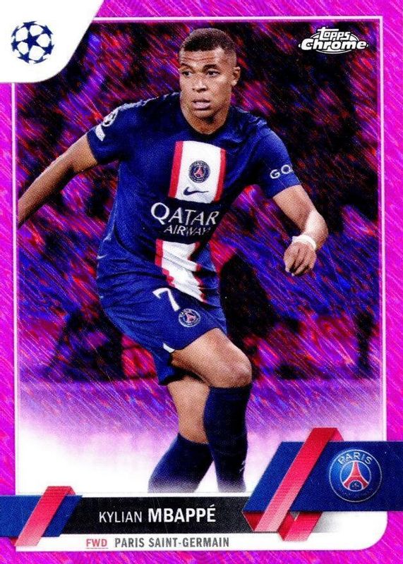 Kylian Mbappe 2022 Topps Chrome UEFA Club Competitions #100 Pink Shimmer Refractor /250 BGS 9