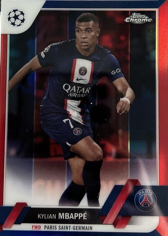 Kylian Mbappe 2022 Topps Chrome UEFA Club Competitions #100 Color Match Variation /99 PSA 8