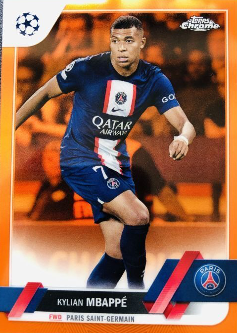 Kylian Mbappe 2022 Topps Chrome UEFA Club Competitions #100 Orange  Refractor /25 Price Guide - Sports Card Investor