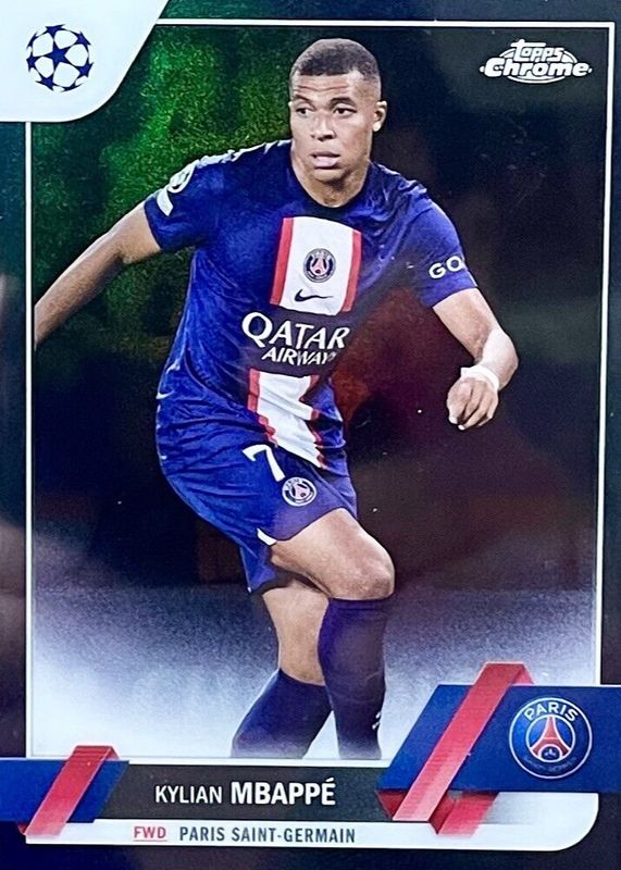 Kylian Mbappe 2022 Topps Chrome UEFA Club Competitions #100 Black Refractor /10 BGS 9.5