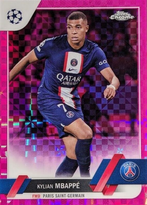 Kylian Mbappe 2022 Topps Chrome UEFA Club Competitions #100 Pink X-Fractor /250 SGC 9.5