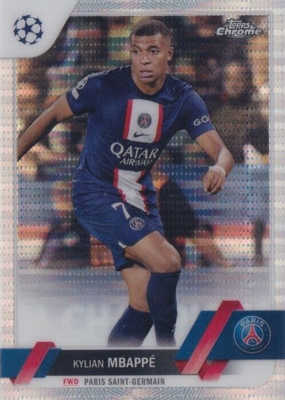 Kylian Mbappe 2022 Topps Chrome UEFA Club Competitions #100 Pulsar Refractor PSA 10