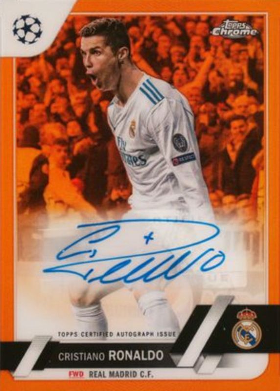 Cristiano Ronaldo 2022 Topps Chrome UEFA Club Competitions #CA-CR Autographs - Orange Refractor /25 SGC 9