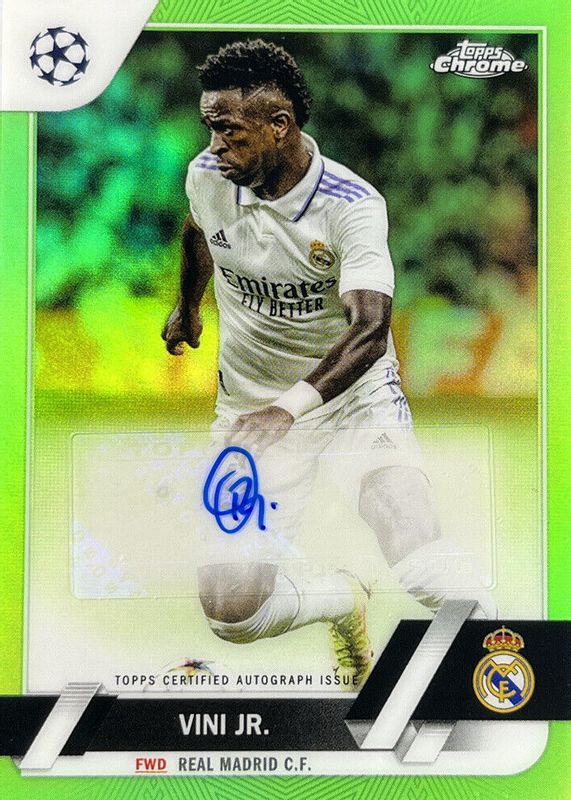 Vinicius Jr. 2022 Topps Chrome UEFA Club Competitions #CA-V Autographs - Neon Green Refractor /99 RAW