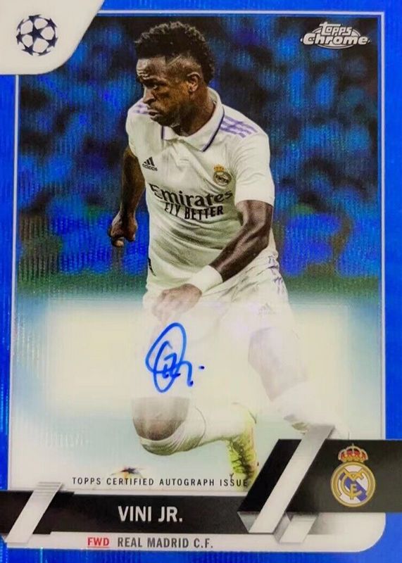 Vinicius Jr. 2022 Topps Chrome UEFA Club Competitions #CA-V Autographs - Blue Wave Refractor /75 BGS 9