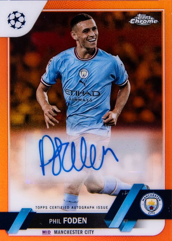 Phil Foden 2022 Topps Chrome UEFA Club Competitions #CA-PF Autographs - Orange Refractor /25 SGC 10