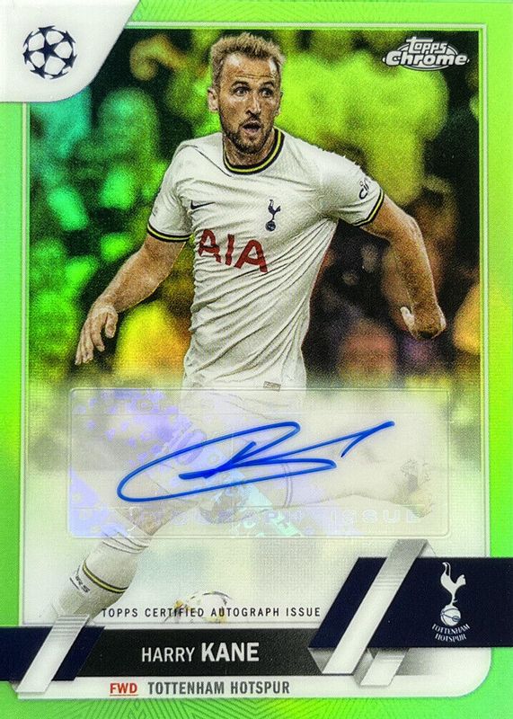 Harry Kane 2022 Topps Chrome UEFA Club Competitions #CA-HK Autographs - Neon Green Refractor /99 RAW