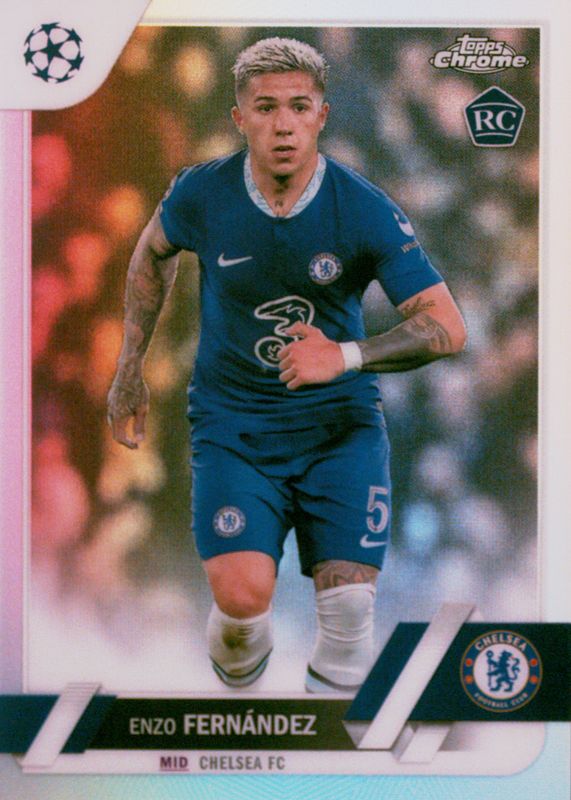 Enzo Fernandez 2022 Topps Chrome UEFA Club Competitions #158 Refractor Rookie SGC 10