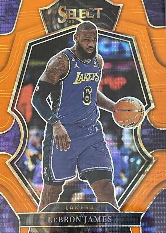 LeBron James 2022 Select #126 Premier Level Neon Orange Pulsar /15 PSA 9