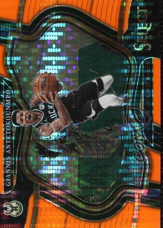 Giannis Antetokounmpo 2022 Select #261 Courtside Neon Orange Pulsar /15 SGC 10