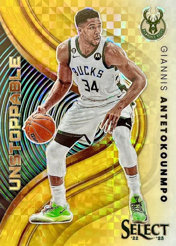 Giannis Antetokounmpo 2022 Select #6 Unstoppable - Gold /10 RAW