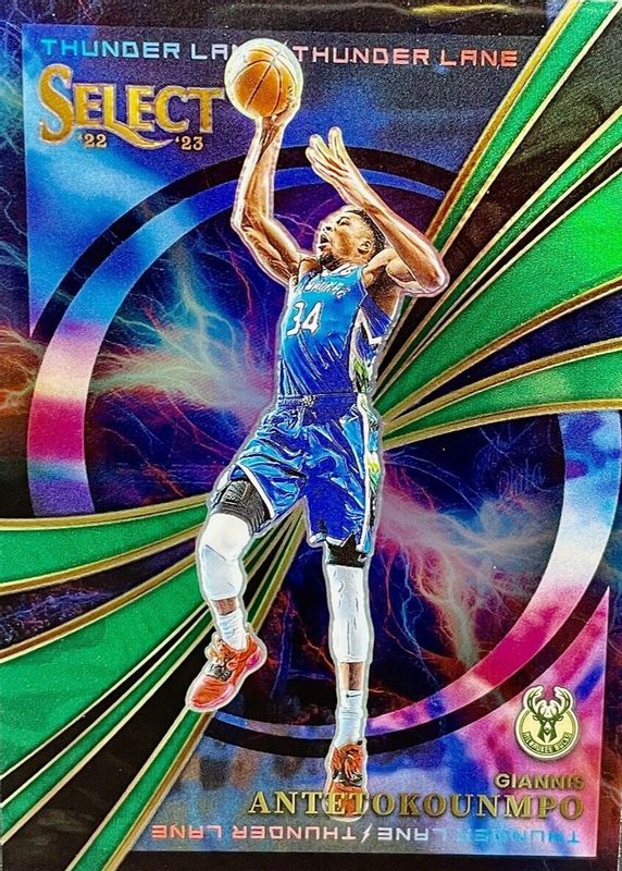 Giannis Antetokounmpo 2022 Select #13 Thunder Lane - Green PSA 9