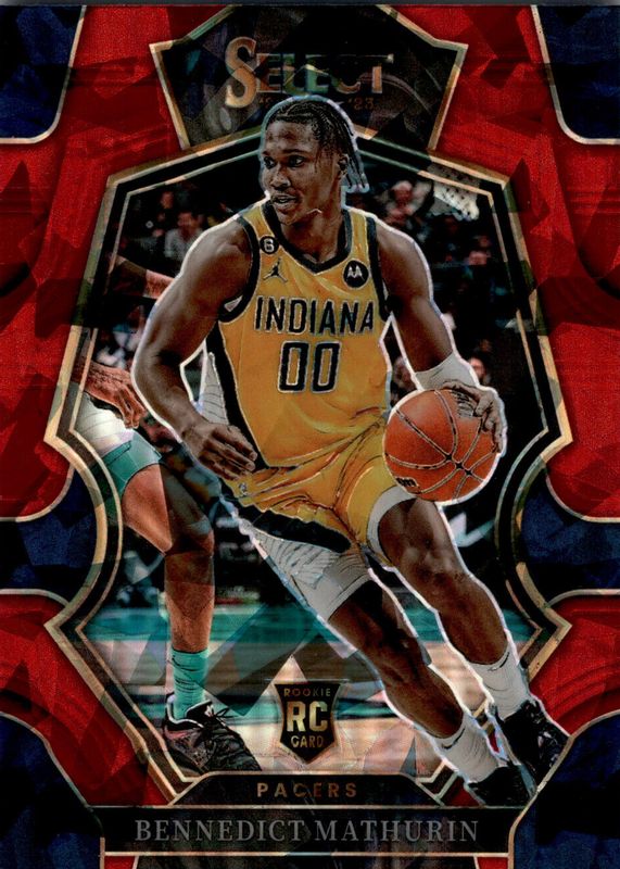 Bennedict Mathurin 2022 Select #182 Premier Level Red Cracked Ice Rookie RAW