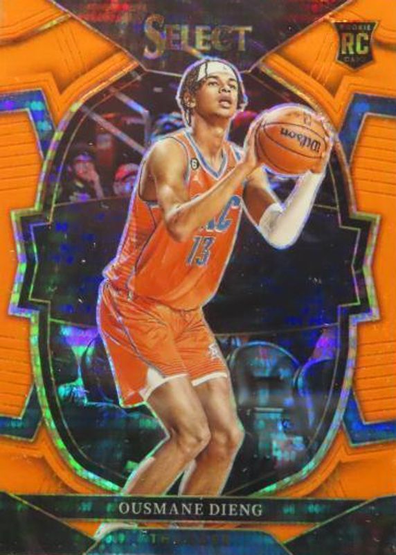 Ousmane Dieng 2022 Select #76 Concourse Neon Orange Pulsar /15 Rookie PSA 10