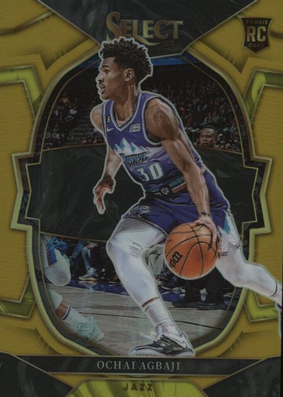 Ochai Agbaji 2022 Select #96 Concourse Gold /10 Rookie PSA 9