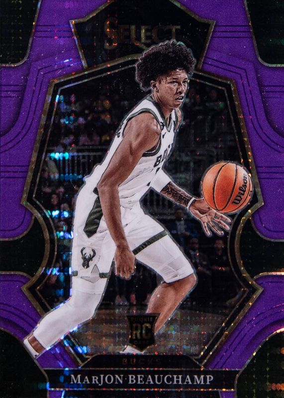 MarJon Beauchamp 2022 Select #179 Premier Level Neon Purple Pulsar /5 Rookie PSA 10