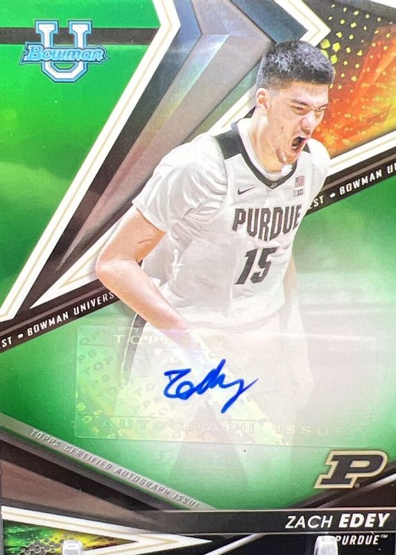 Zach Edey 2022 Bowman's Best University #BOA-ZE Best of 2022 Autographs - Green Refractor /99 SGC 10