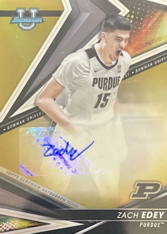 Zach Edey 2022 Bowman's Best University #BOA-ZE Best of 2022 Autographs - Gold Refractor /50 SGC 9.5