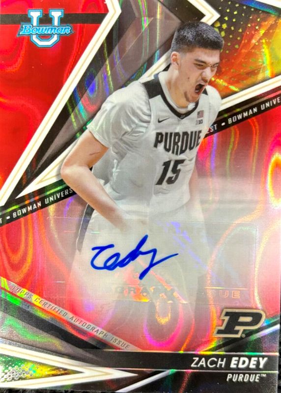 Zach Edey 2022 Bowman's Best University #BOA-ZE Best of 2022 Autographs - Red Lava Refractor /5 PSA 10