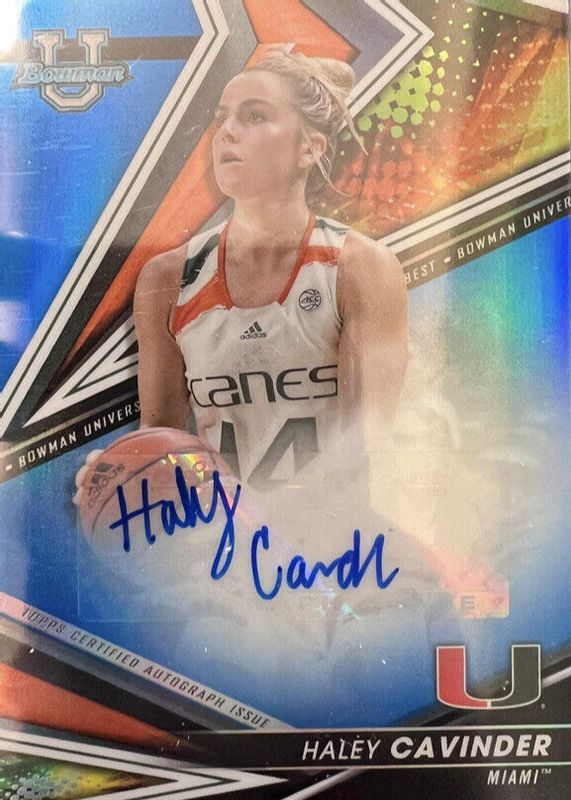 Haley Cavinder 2022 Bowman's Best University #BOA-HYC Best of 2022 Autographs - Blue Refractor /150 SGC 10