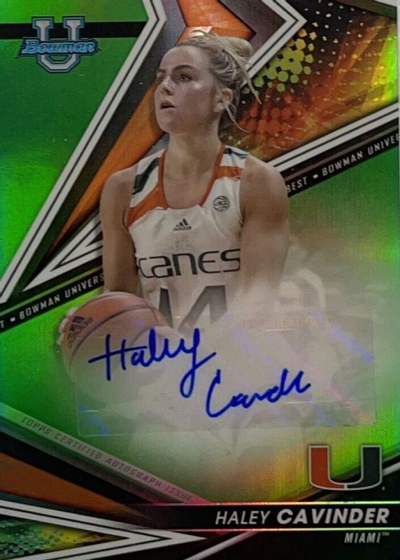 Haley Cavinder 2022 Bowman's Best University #BOA-HYC Best of 2022 Autographs - Green Refractor /99 BGS 9.5