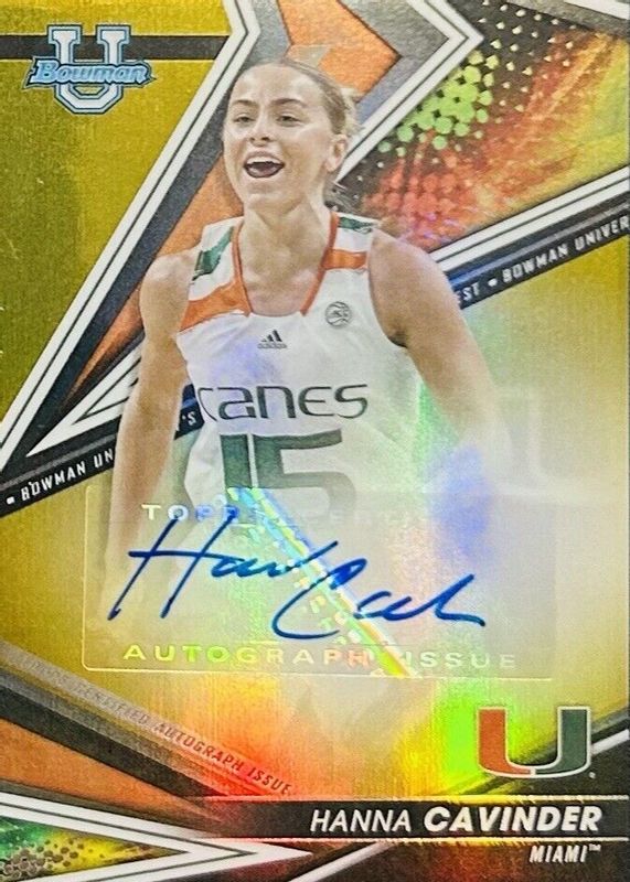 Hanna Cavinder 2022 Bowman's Best University #BOA-HAC Best of 2022 Autographs - Gold Refractor /50 RAW