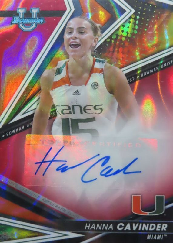 Hanna Cavinder 2022 Bowman's Best University #BOA-HAC Best of 2022 Autographs - Red Lava Refractor /5 SGC 10