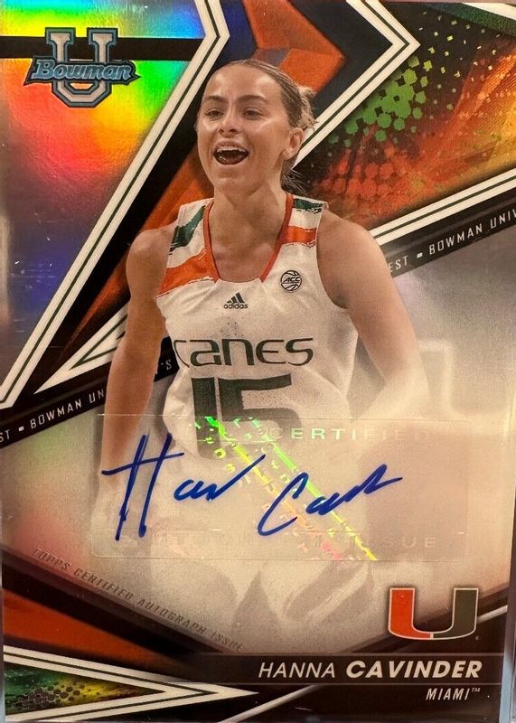 Hanna Cavinder 2022 Bowman's Best University #BOA-HAC Best of 2022 Autographs - Refractor BGS 9.5