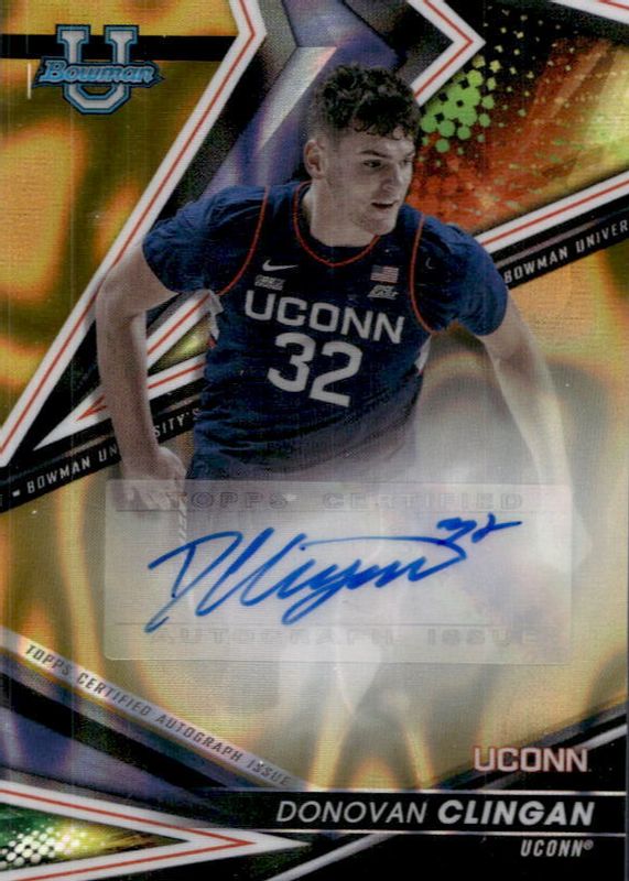 Donovan Clingan 2022 Bowman's Best University #BOA-DC Best of 2022 Autographs - Gold Lava Refractor /75 SGC 10