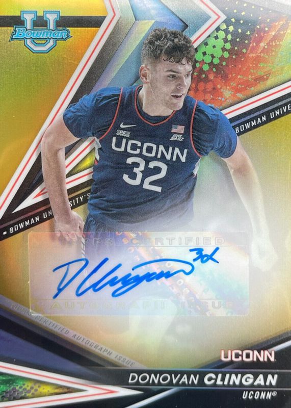 Donovan Clingan 2022 Bowman's Best University #BOA-DC Best of 2022 Autographs - Gold Refractor /50 RAW